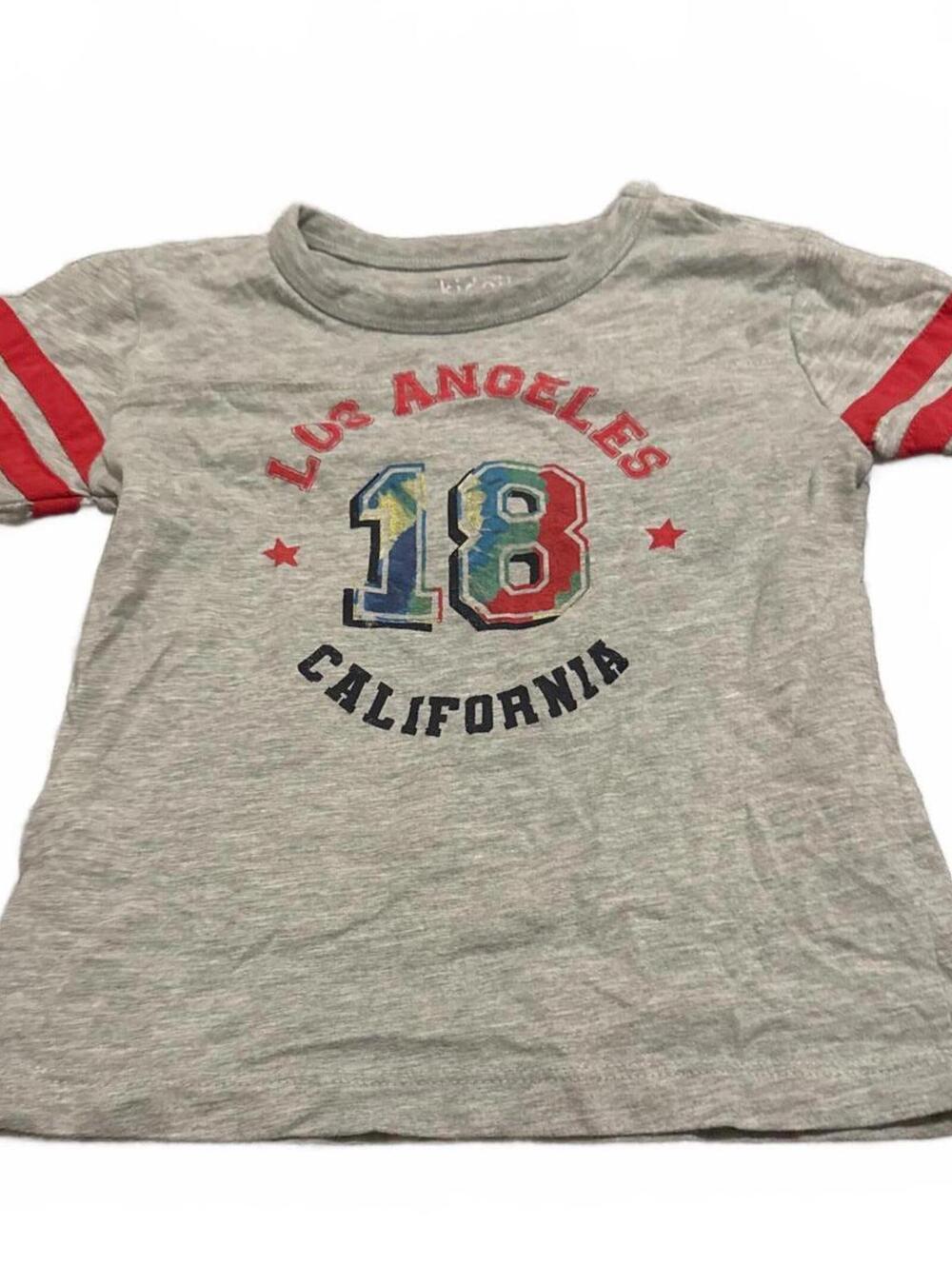 kidpik Boys T-Shirt Size 4 Gray Red Los Angeles California